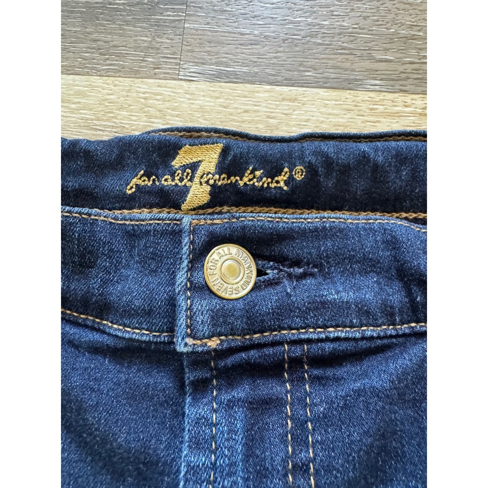 7 For All Mankind Women Dark Wash Cuffed Denim Jean Shorts Size 29 Indigo - Picture 2 of 8